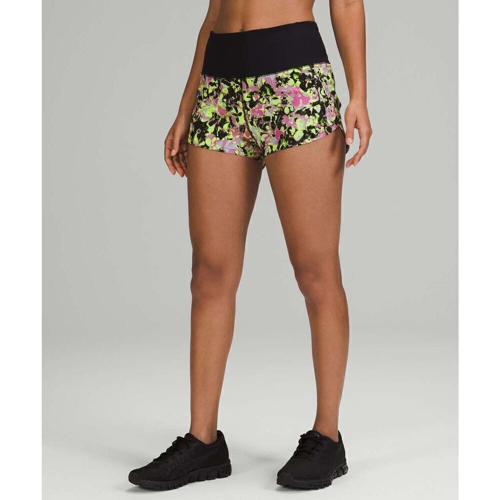LULULEMON Speed Up 2.5" HR HiRise Short 18 Inflected Highlight Yellow Black